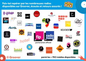 Passe en radio, Radio France, FIP, Raje, RKC, NotYourFan MyRadio, Bip Radio, TST, What Is Hip, Art District Radio, Just Make It, Radio Neo et beaucoup d'autres