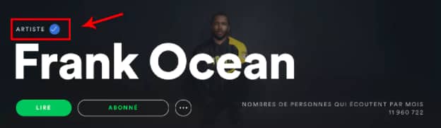 Frank Ocean - Exemple de compte artiste certifié 