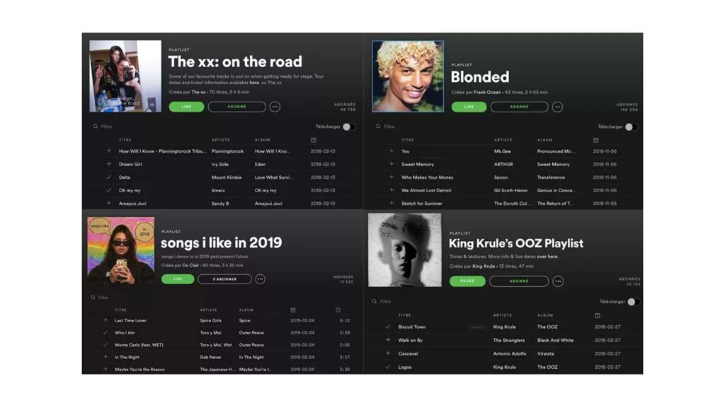 Playlist Spotify personali di The XX, Frank Ocean, Clairo e King Krule