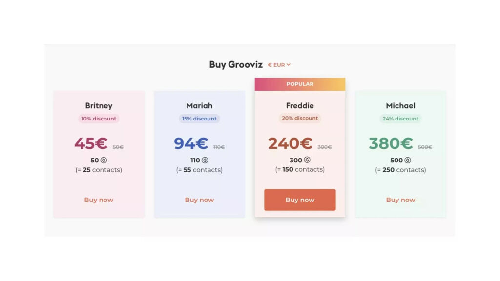 Groover credit packs 