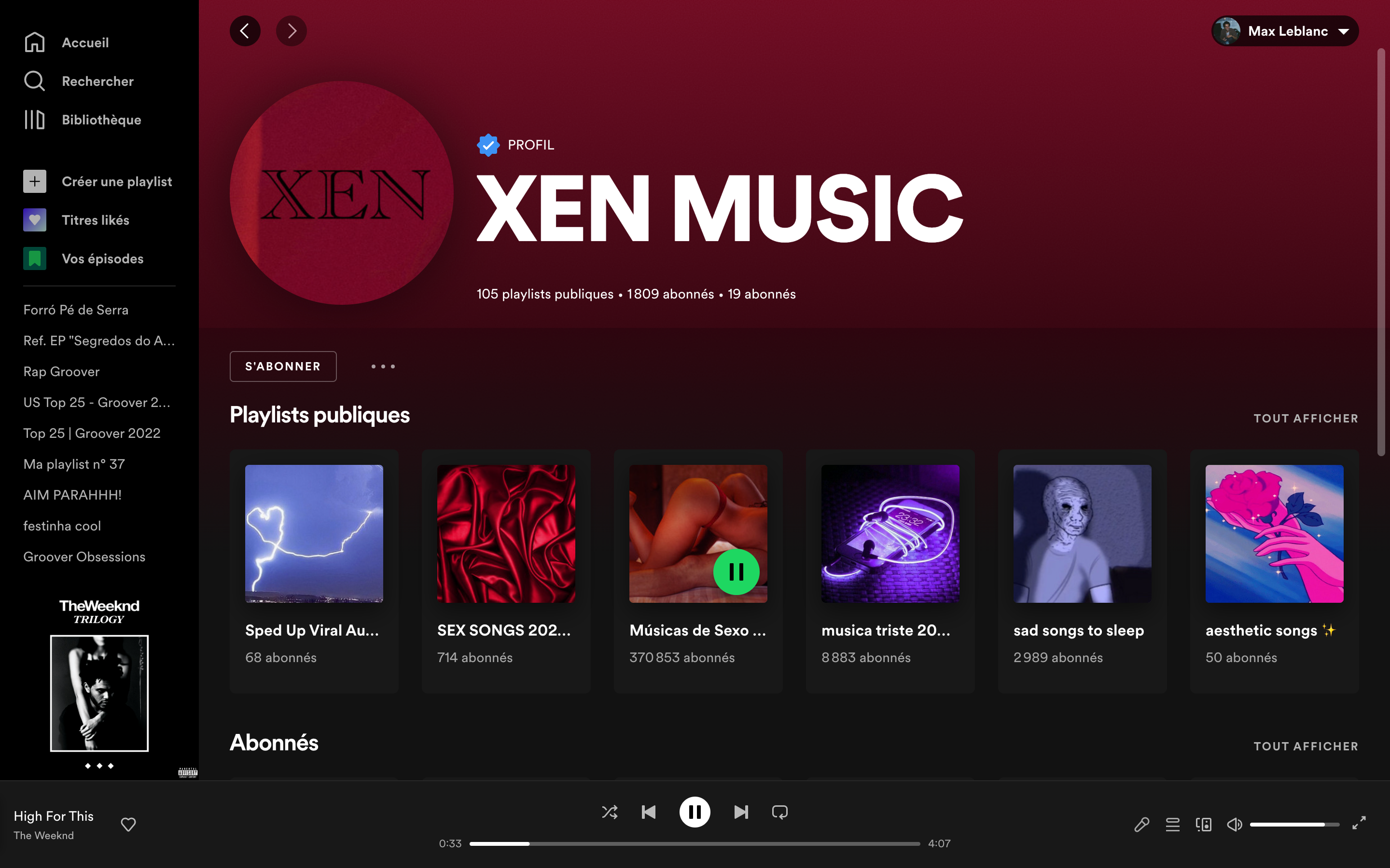 Profil de Xen Music sur Spotify