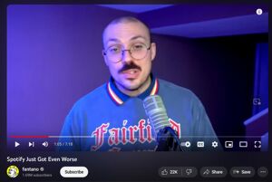 Popular YouTuber Anthony Fantano describing Spotify's new royalties model as “Spotify screwing over musicians even more then they have in the past”