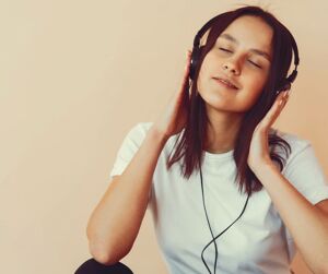 A person listening to music.